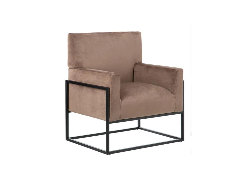 Fauteuil Taupe Velours/Métal - JYAMITI 3 Fauteuil Taupe Velours/Métal - JYAMITI