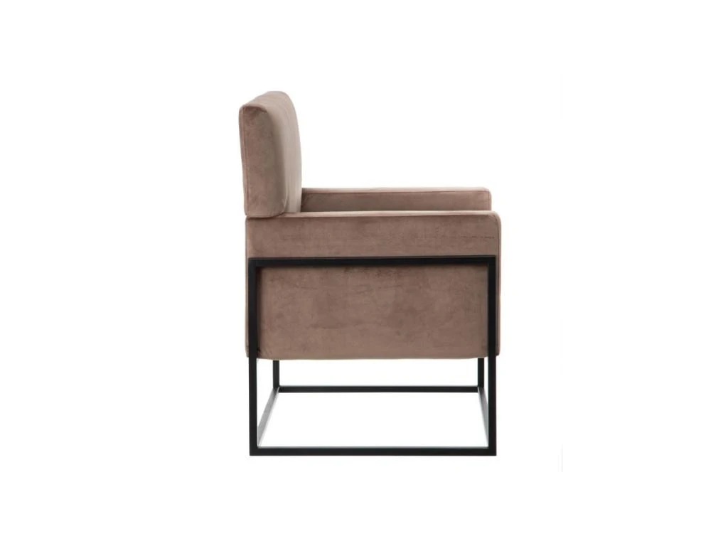 Fauteuil Taupe Velours/Métal - JYAMITI 5 Fauteuil Taupe Velours/Métal - JYAMITI – Image 3