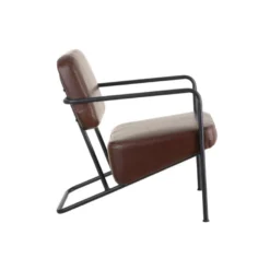 Fauteuil Vintage Métal/Simili Cuir Marron - NANEL -Promos Fauteora Magasin fauteuil 17789443