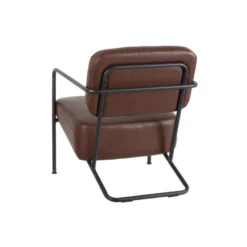 Fauteuil Vintage Métal/Simili Cuir Marron - NANEL -Promos Fauteora Magasin fauteuil 17789445