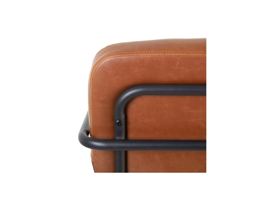 Fauteuil Vintage Métal/Simili Cuir Camel - NANEL 7 Fauteuil Vintage Métal/Simili Cuir Camel - NANEL – Image 5