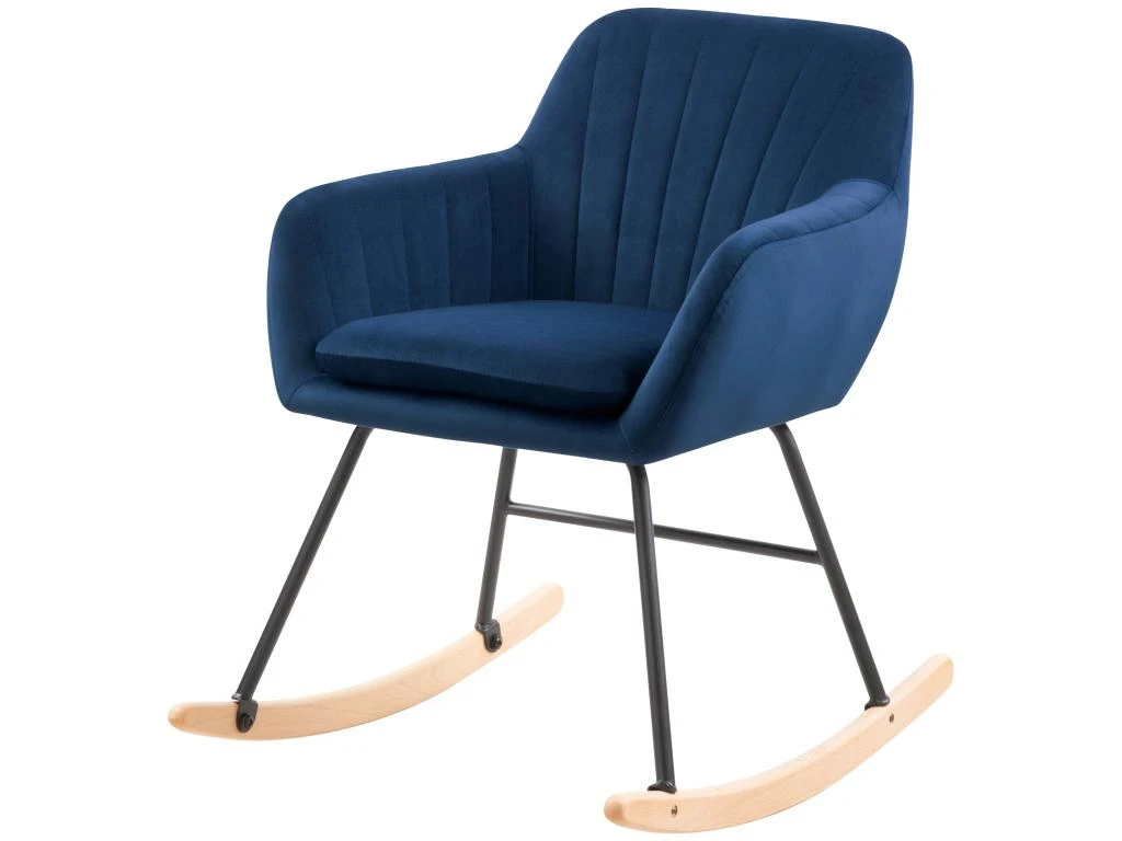 Rocking-chair Isola En Velours Bleu 3 Rocking-chair Isola En Velours Bleu