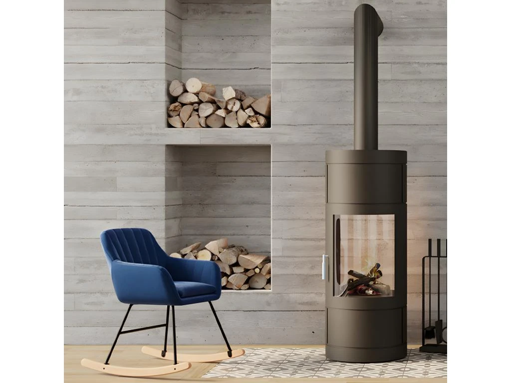 Rocking-chair Isola En Velours Bleu 4 Rocking-chair Isola En Velours Bleu – Image 2