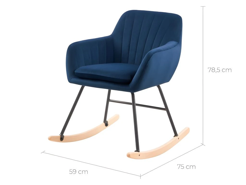 Rocking-chair Isola En Velours Bleu 5 Rocking-chair Isola En Velours Bleu – Image 3