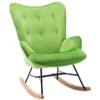 Fauteuil à Bascule Rocking Chair Bouton Décoratif En Tissu Velours Vert Confortable Et Design FAB10076 -Promos Fauteora Magasin fauteuil 17958593