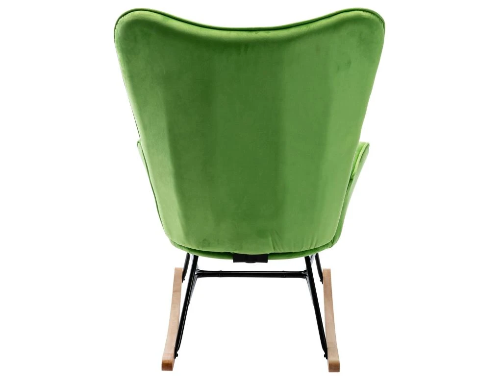 Fauteuil à Bascule Rocking Chair Bouton Décoratif En Tissu Velours Vert Confortable Et Design FAB10076 5 Fauteuil à Bascule Rocking Chair Bouton Décoratif En Tissu Velours Vert Confortable Et Design FAB10076 – Image 3