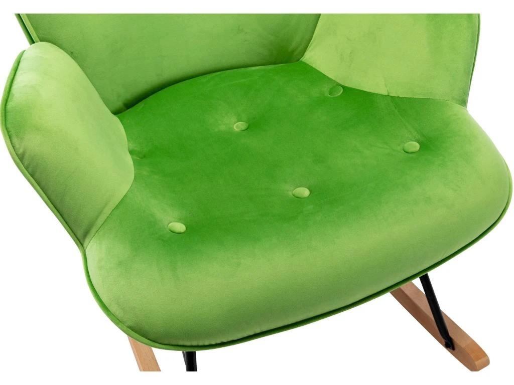 Fauteuil à Bascule Rocking Chair Bouton Décoratif En Tissu Velours Vert Confortable Et Design FAB10076 6 Fauteuil à Bascule Rocking Chair Bouton Décoratif En Tissu Velours Vert Confortable Et Design FAB10076 – Image 4