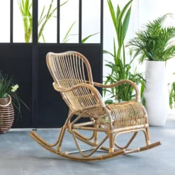 Rocking Chair Vintage En Rotin Rattan
