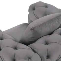 Fauteuil Chesterfield En Velours Anthracite EDWINA -Promos Fauteora Magasin fauteuil 18365277