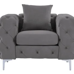 Fauteuil Chesterfield En Velours Anthracite EDWINA -Promos Fauteora Magasin fauteuil 18365279