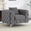 Fauteuil Chesterfield En Velours Anthracite EDWINA -Promos Fauteora Magasin fauteuil 18365283