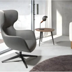 Fauteuil Pivotant En Croûte De Cuir Gris 5101 ANGEL CERDA -Promos Fauteora Magasin fauteuil 18429101