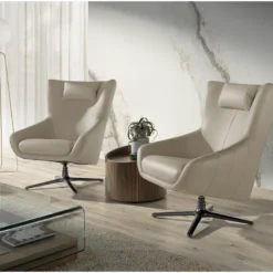 Fauteuil Pivotant En Cuir Gris 5090 ANGEL CERDA -Promos Fauteora Magasin fauteuil 18438003