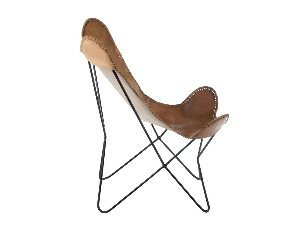 Chaise Lounge Cuir/Métal Cognac Patiné - HOHA 4 Chaise Lounge Cuir/Métal Cognac Patiné - HOHA – Image 2