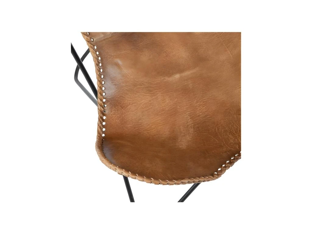 Chaise Lounge Cuir/Métal Cognac Patiné - HOHA 8 Chaise Lounge Cuir/Métal Cognac Patiné - HOHA – Image 6