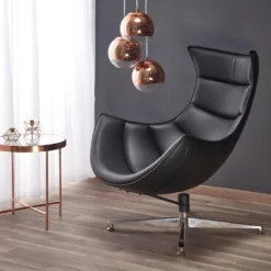 Fauteuil Design En Cuir Reconstitué -86 Cm X 84 Cm X 96 Cm - Noir -Promos Fauteora Magasin fauteuil 18836401