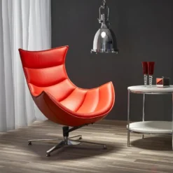 Fauteuil Design En Cuir Reconstitué 86 Cm X 84 Cm X 96 Cm - Rouge -Promos Fauteora Magasin fauteuil 18836515