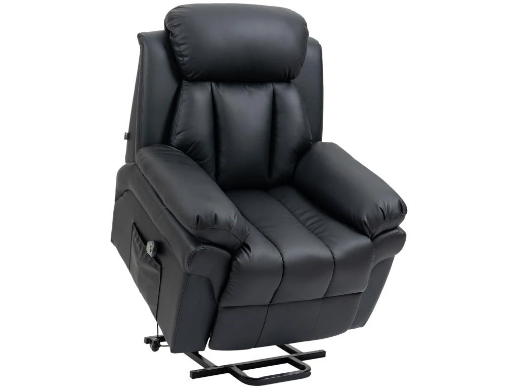 Fauteuil Releveur Inclinable Avec Repose-pied Ajustable - Fauteuil De Relaxation électrique - Revêtement Synthétique Noir 4 Fauteuil Releveur Inclinable Avec Repose-pied Ajustable - Fauteuil De Relaxation électrique - Revêtement Synthétique Noir – Image 2