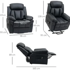 Fauteuil Releveur Inclinable Avec Repose-pied Ajustable - Fauteuil De Relaxation électrique - Revêtement Synthétique Noir 9 Fauteuil Releveur Inclinable Avec Repose-pied Ajustable - Fauteuil De Relaxation électrique - Revêtement Synthétique Noir -Promos Fauteora Magasin fauteuil 18852577