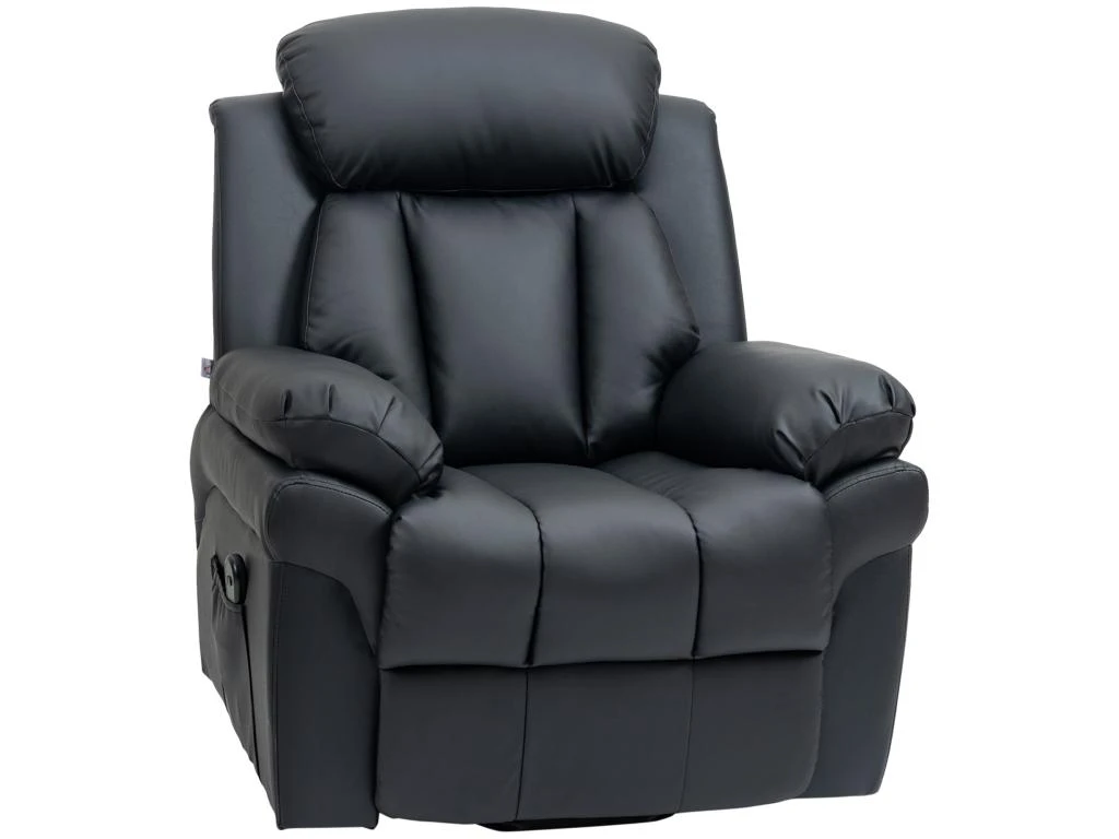 Fauteuil Releveur Inclinable Avec Repose-pied Ajustable - Fauteuil De Relaxation électrique - Revêtement Synthétique Noir 6 Fauteuil Releveur Inclinable Avec Repose-pied Ajustable - Fauteuil De Relaxation électrique - Revêtement Synthétique Noir – Image 4