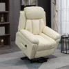 Fauteuil Releveur Inclinable Avec Repose-pied Ajustable - Fauteuil De Relaxation électrique - Revêtement Synthétique Crème -Promos Fauteora Magasin fauteuil 18852583