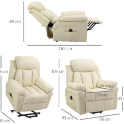 Fauteuil Releveur Inclinable Avec Repose-pied Ajustable - Fauteuil De Relaxation électrique - Revêtement Synthétique Crème 9 Fauteuil Releveur Inclinable Avec Repose-pied Ajustable - Fauteuil De Relaxation électrique - Revêtement Synthétique Crème -Promos Fauteora Magasin fauteuil 18852587