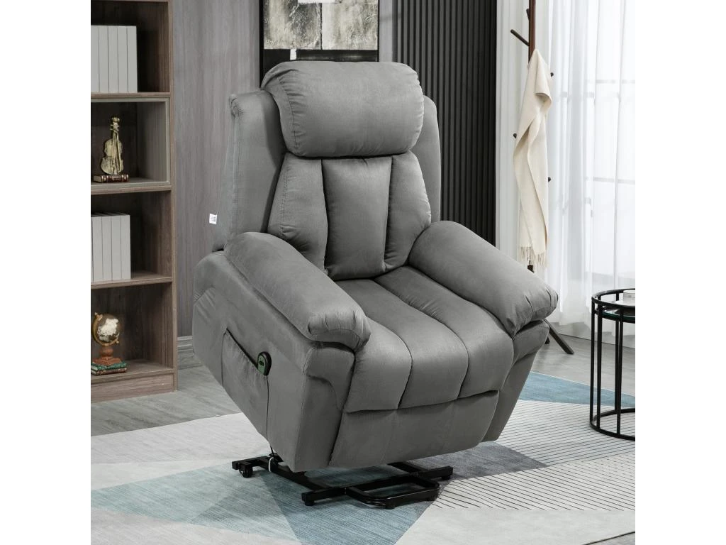 Fauteuil De Relaxation électrique Fauteuil Releveur Inclinable Avec Repose-pied Ajustable Tissu Gris 3 Fauteuil De Relaxation électrique Fauteuil Releveur Inclinable Avec Repose-pied Ajustable Tissu Gris
