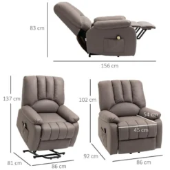 Fauteuil De Relaxation électrique - Fauteuil Releveur Inclinable - Repose-pied Ajustable - Microfibre Polyester Gris -Promos Fauteora Magasin fauteuil 18881235