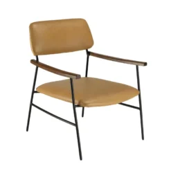 GASTON - Fauteuil Vintage Cuir Structure Métallique Noire -Promos Fauteora Magasin fauteuil 18896429