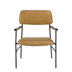 GASTON - Fauteuil Vintage Cuir Structure Métallique Noire -Promos Fauteora Magasin fauteuil 18896431