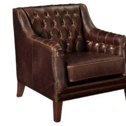 Fauteuil En Cuir COLBERT - Marron -Promos Fauteora Magasin fauteuil 190131