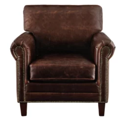 Fauteuil En Cuir Vieilli CASSANDRA - Marron