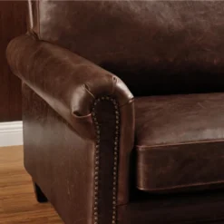 Fauteuil En Cuir Vieilli CASSANDRA - Marron -Promos Fauteora Magasin fauteuil 190178