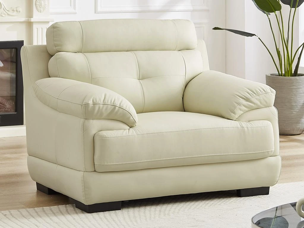 Fauteuil En Cuir De Buffle MANUELLA - Blanc Ivoire 9 Fauteuil En Cuir De Buffle MANUELLA - Blanc Ivoire – Image 7