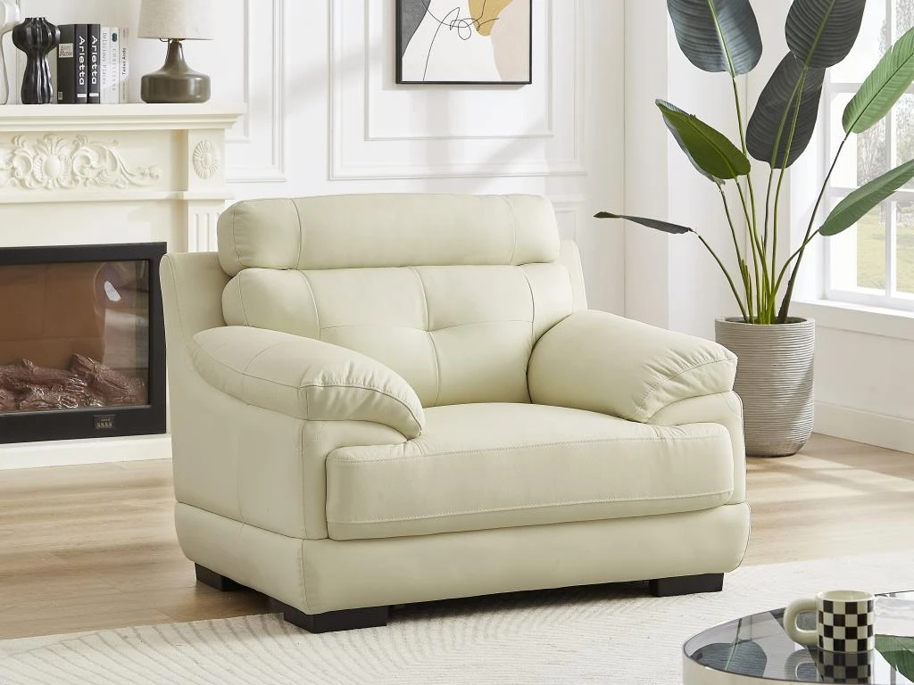 Fauteuil En Cuir De Buffle MANUELLA - Blanc Ivoire 3 Fauteuil En Cuir De Buffle MANUELLA - Blanc Ivoire