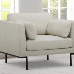 Fauteuil En Tissu Beige Et Pieds En Métal ISABELLA -Promos Fauteora Magasin fauteuil 19162413