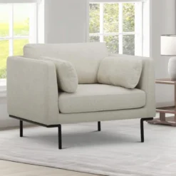 Fauteuil En Tissu Beige Et Pieds En Métal ISABELLA