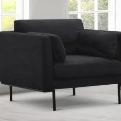 Fauteuil En Tissu Anthracite Et Pieds En Métal ISABELLA -Promos Fauteora Magasin fauteuil 19219579