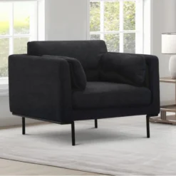 Fauteuil En Tissu Anthracite Et Pieds En Métal ISABELLA