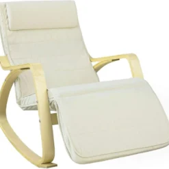 Fauteuil À Bascule Avec Repose-pied Réglable Design Rocking Chair Fauteuil Relax Beige, Fst16-w