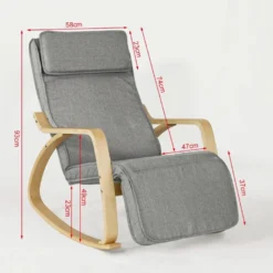 Rocking Chair Fauteuil à Bascule Berçante Avec Repose-pieds Réglable Bouleau+ 1 Pochette, FST18-DG -Promos Fauteora Magasin fauteuil 19308143