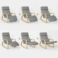 Rocking Chair Fauteuil à Bascule Berçante Avec Repose-pieds Réglable Bouleau+ 1 Pochette, FST18-DG -Promos Fauteora Magasin fauteuil 19308157