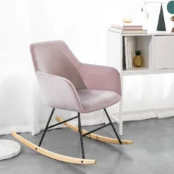 Chaise à Bascule Avec Accoudoirs Fauteuil De Relaxation Pieds Confortable Haute Qualité Élégant (Rose),SoBuyFST68-P -Promos Fauteora Magasin fauteuil 19421309