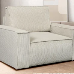 Fauteuil En Velours Côtelé Beige AMELIA -Promos Fauteora Magasin fauteuil 19429437