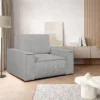 Fauteuil En Velours Côtelé Gris Clair AMELIA -Promos Fauteora Magasin fauteuil 19429459