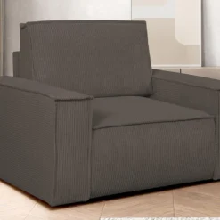 Fauteuil En Velours Côtelé Marron AMELIA -Promos Fauteora Magasin fauteuil 19429617