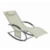 Fauteuil à Bascule Chaise Longue Transat De Jardin Avec Repose-pieds Et 1 Pochette Latérale, Bain De Soleil Rocking Chair - Crème SoBuy OGS28-MI -Promos Fauteora Magasin fauteuil 19507151