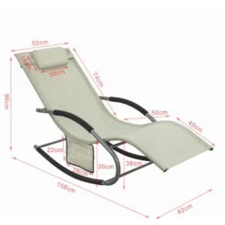 Fauteuil à Bascule Chaise Longue Transat De Jardin Avec Repose-pieds Et 1 Pochette Latérale, Bain De Soleil Rocking Chair - Crème SoBuy OGS28-MI -Promos Fauteora Magasin fauteuil 19507155