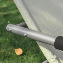 Fauteuil à Bascule Chaise Longue Transat De Jardin Avec Repose-pieds Et 1 Pochette Latérale, Bain De Soleil Rocking Chair - Crème SoBuy OGS28-MI -Promos Fauteora Magasin fauteuil 19507161