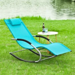 SoBuy OGS28-HBx2 Lot De 2 Fauteuils à Bascule Avec Repose-Pieds - Turquoise -Promos Fauteora Magasin fauteuil 19507173
